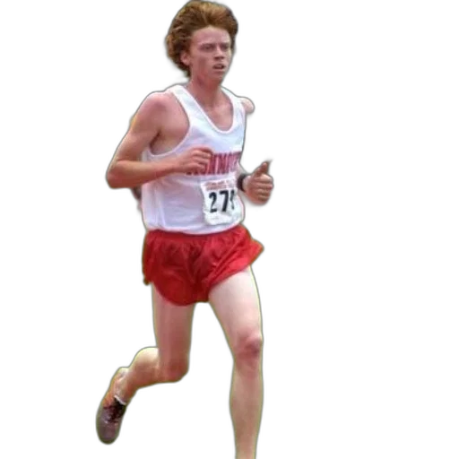 photorealistic, runner, wearing, white, tank, top, number, 278 transparent PNG cut-out