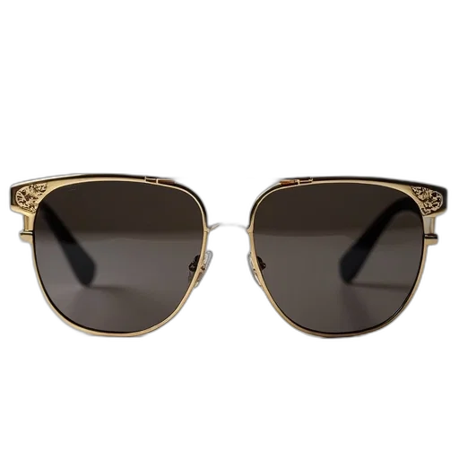 pair, sunglasses, gold, frame, featuring, gucci, logo, temples transparent PNG cut-out