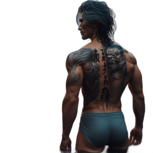 photorealistic, cyberpunk, concept art, fantasy art, man, tattoo, faces, waterfall transparent PNG cut-out