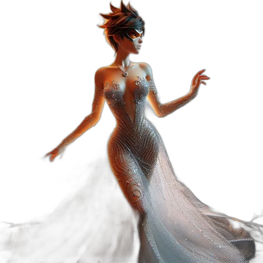 dress, crown, concept art, fantasy art, 3d render, photorealistic, underwater, outer space transparent PNG cut-out