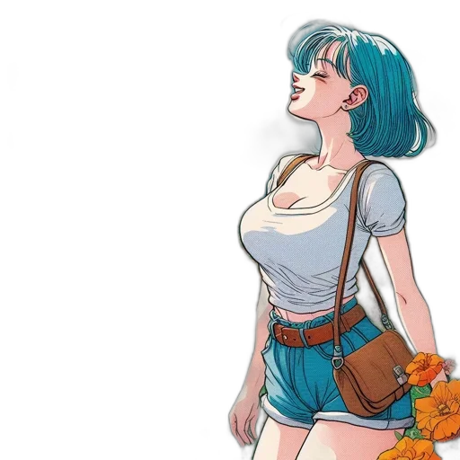 dress, comic book art, anime, concept art, cartoon, beach, city street, blue transparent PNG cut-out