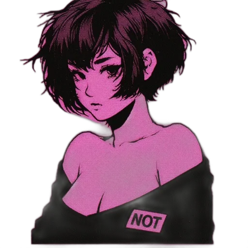 dress, face, jacket, hair, pixel art, concept art, anime, vaporwave transparent PNG cut-out