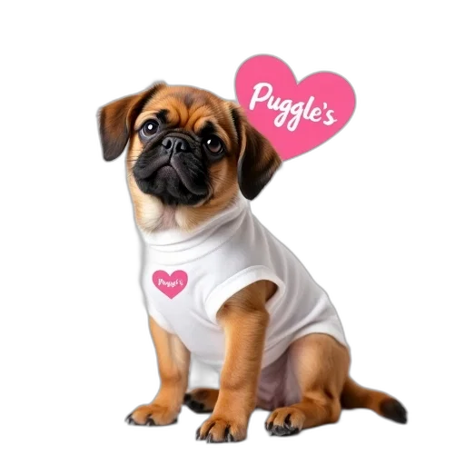 animal, brown, dog, white, shirt, says, puggle, pink transparent PNG cut-out