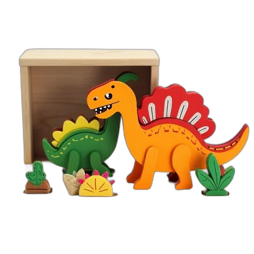 furniture, dragon, 3d render, concept art, colorful, wooden, dinosaur, puzzle transparent PNG cut-out
