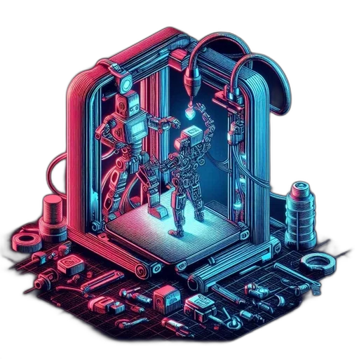 robot, furniture, cyberpunk, concept art, pixel art, vaporwave, neon lights, outer space transparent PNG cut-out