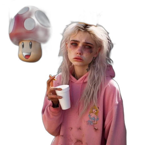 food, creature, face, mask, concept art, vaporwave, pixel art, 3d render transparent PNG cut-out