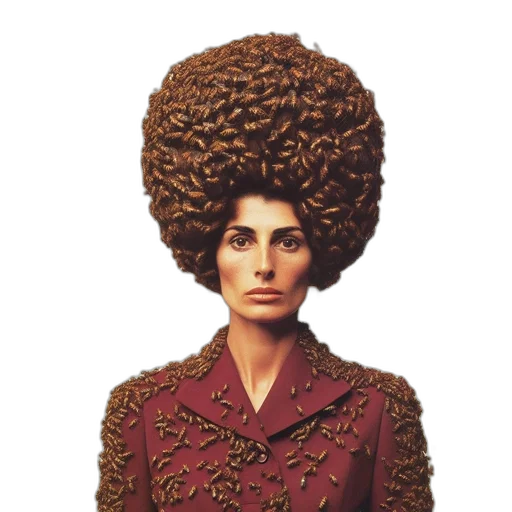 hair, hat, crown, face, photorealistic, image, portrays, woman transparent PNG cut-out