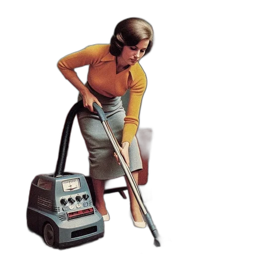 robot, staff, weapon, cyberpunk, concept art, woman, 1950s, attire transparent PNG cut-out