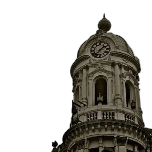 building, dress, 3d render, photorealistic, black, white, photo, clock transparent PNG cut-out
