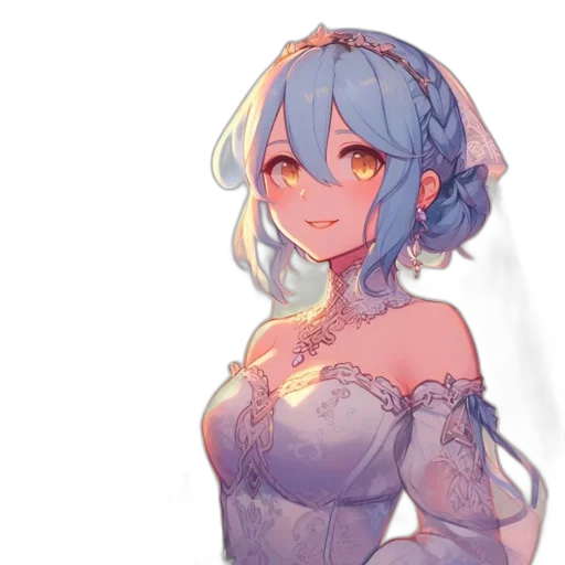 dress, crown, robot, flower, anime, watercolor, fantasy art, concept art transparent PNG cut-out