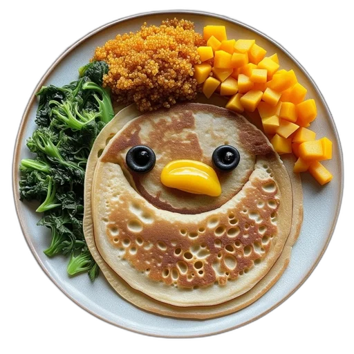 food, creative, plate, arranged, resemble, facial, expression, pancake transparent PNG cut-out