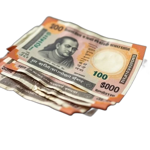 3d render, five, indian, money transparent PNG cut-out