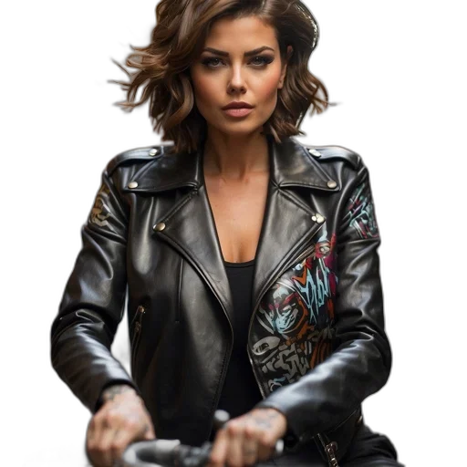 jacket, face, jewelry, hair, photorealistic, comic book art, concept art, cartoon transparent PNG cut-out