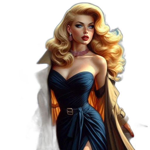 dress, comic book art, fantasy art, concept art, photorealistic, dark, golden, earth tones transparent PNG cut-out