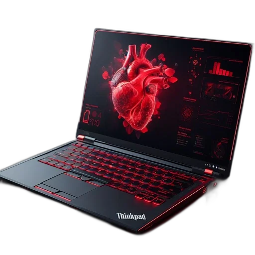 cyberpunk, thinkpad, laptop, features, sleek, design, red, keyboard transparent PNG cut-out