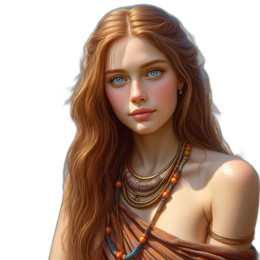 jewelry, face, crown, dress, fantasy art, concept art, photorealistic, oil painting transparent PNG cut-out
