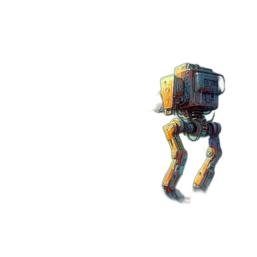 robot, weapon, creature, staff, concept art, pixel art, 3d render, watercolor transparent PNG cut-out