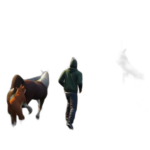 animal, creature, jacket, mask, concept art, 3d render, pixel art, vaporwave transparent PNG cut-out