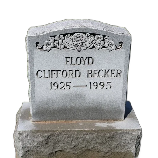 3d render, weathered, stone, headstone, floral, design, top, name transparent PNG cut-out