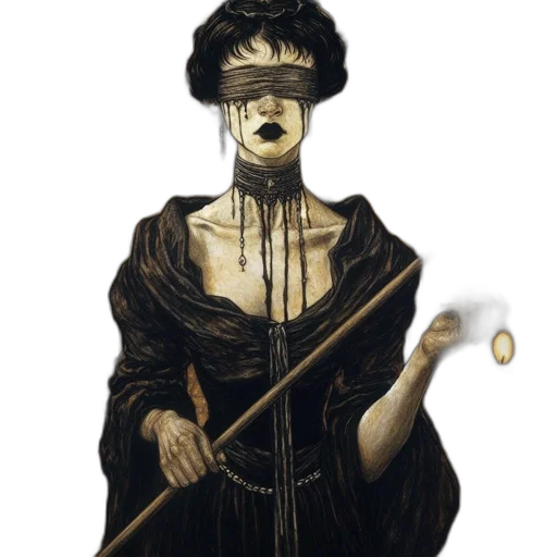 mask, staff, dress, face, fantasy art, concept art, comic book art, watercolor transparent PNG cut-out