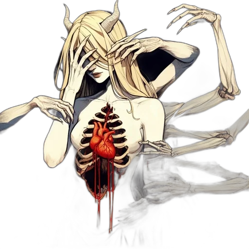 mask, creature, concept art, anime, watercolor, comic book art, animated, female transparent PNG cut-out