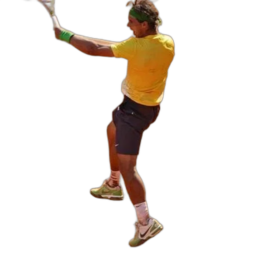 staff, weapon, 3d render, photorealistic, tennis, player, yellow, shirt transparent PNG cut-out