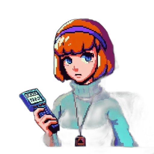staff, robot, hat, jacket, pixel art, vaporwave, concept art, cyberpunk transparent PNG cut-out
