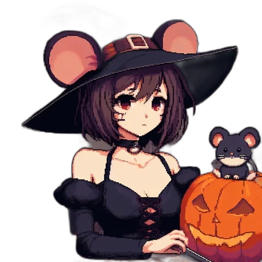 hat, mask, staff, creature, pixel art, anime, cartoon, concept art transparent PNG cut-out