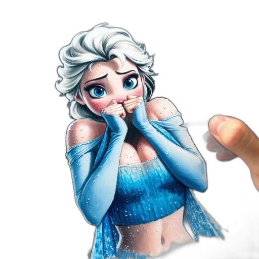 dress, staff, watercolor, concept art, fantasy art, cartoon, snow, underwater transparent PNG cut-out