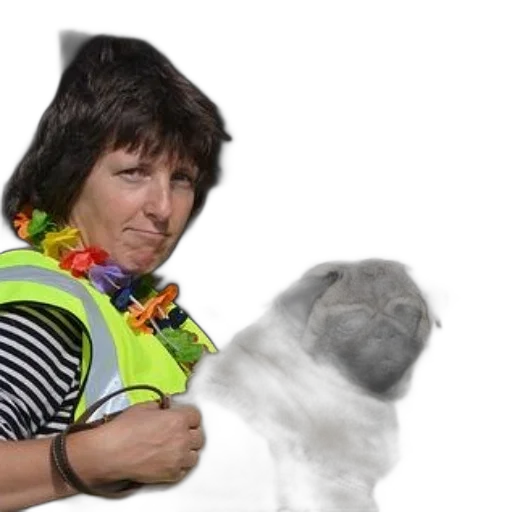 staff, animal, creature, jacket, photorealistic, woman, striped, shirt transparent PNG cut-out