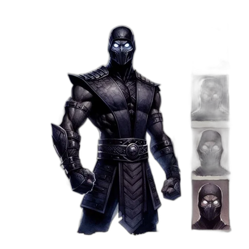 mask, concept art, fantasy art, 3d render, comic book art, dark, monochrome, character transparent PNG cut-out