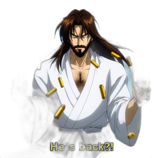 anime, fantasy art, concept art, pixel art, armed, man, beard, long transparent PNG cut-out