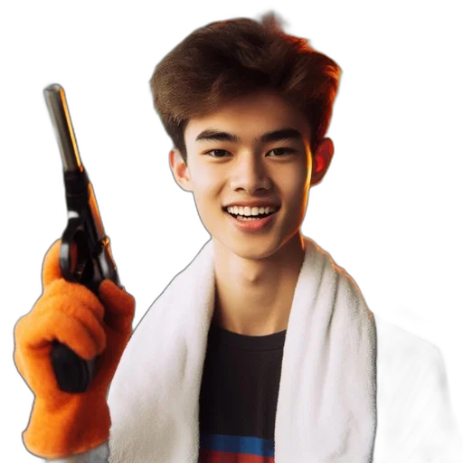 weapon, staff, hair, photorealistic, cartoon, oil painting, vaporwave, young transparent PNG cut-out