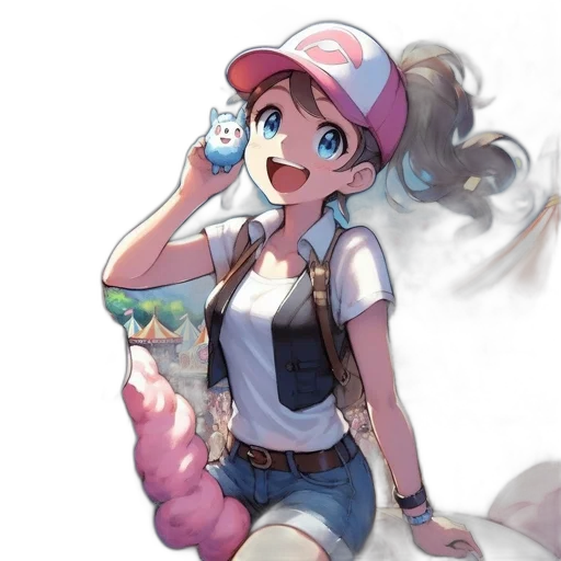 dress, hat, staff, weapon, concept art, anime, watercolor, vaporwave transparent PNG cut-out