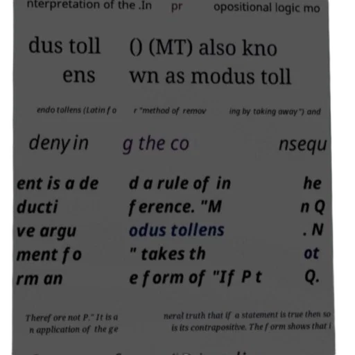 slide, explaining, logical, concept, modus, tollens, featuring, latin transparent PNG cut-out