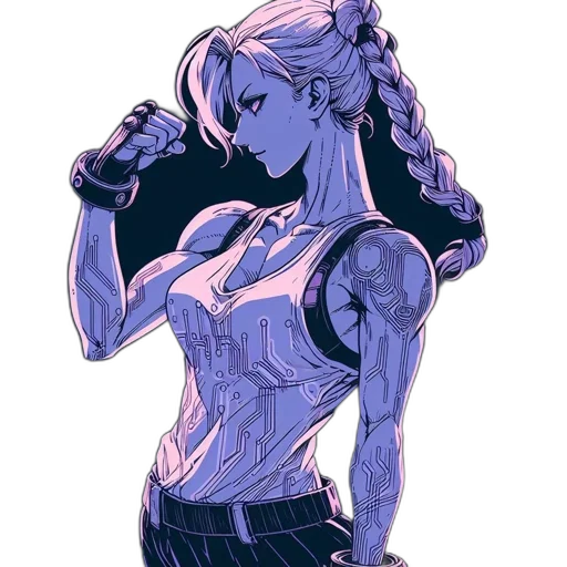 dress, weapon, jacket, robot, cyberpunk, concept art, comic book art, watercolor transparent PNG cut-out