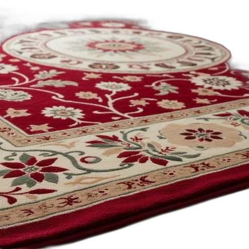 furniture, red, close-up, view, beige, patterned, carpet, intricate transparent PNG cut-out
