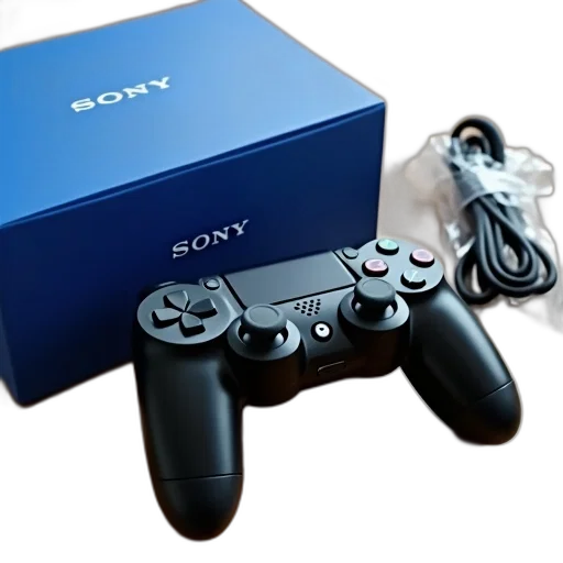 weapon, 3d render, black, sony, dualshock, controller, placed, wooden transparent PNG cut-out
