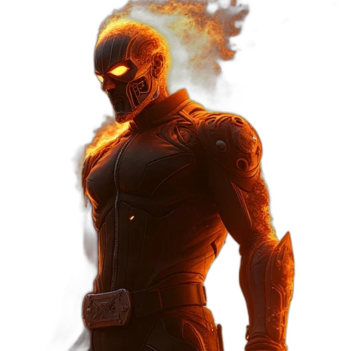 mask, comic book art, concept art, 3d render, fantasy art, fire, ghost, rider transparent PNG cut-out