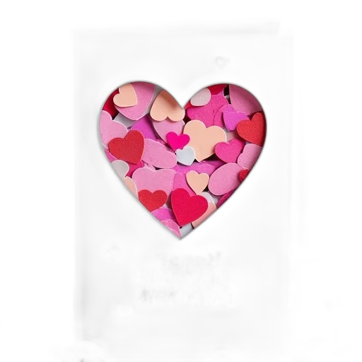 jewelry, photorealistic, 3d render, white, card, heart-shaped, cutout, center transparent PNG cut-out