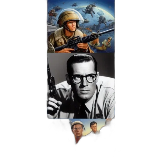 face, jacket, weapon, staff, comic book art, concept art, outer space, image transparent PNG cut-out