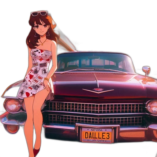 car, dress, cartoon, concept art, anime, photorealistic, red, animated transparent PNG cut-out