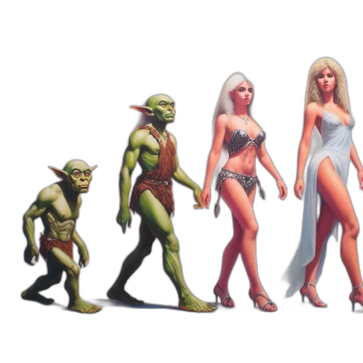 concept art, fantasy art, 3d render, pixel art, outer space, four, stylized, figures transparent PNG cut-out