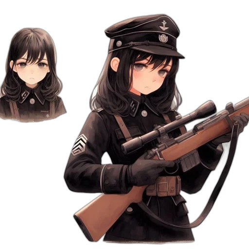 weapon, staff, hat, jacket, concept art, anime, pixel art, cartoon transparent PNG cut-out