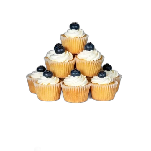 food, crown, 3d render, stack, cupcakes, blueberries, top, displayed transparent PNG cut-out