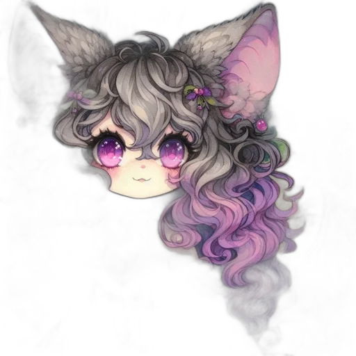 staff, creature, mask, hair, watercolor, fantasy art, anime, pixel art transparent PNG cut-out