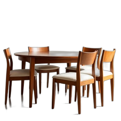 furniture, 3d render, photorealistic, wooden, dining, table, glossy, finish transparent PNG cut-out