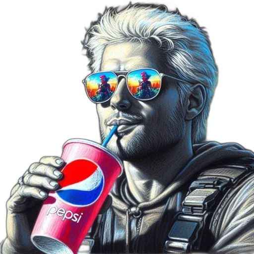 food, weapon, bottle, face, vaporwave, cyberpunk, pixel art, photorealistic transparent PNG cut-out