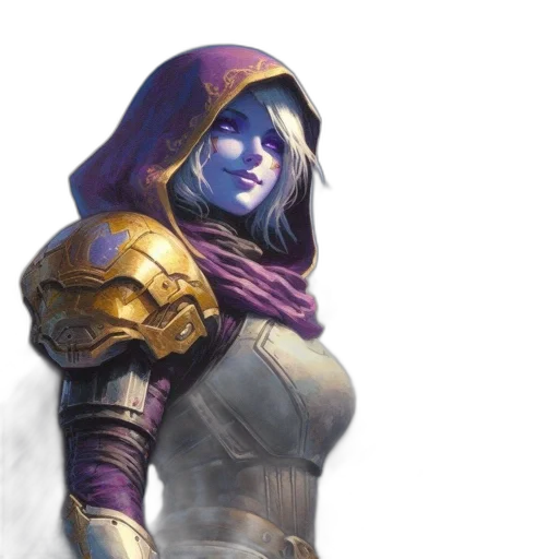 concept art, fantasy art, comic book art, blue, dark, female, character, eyes transparent PNG cut-out