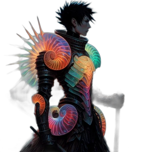 dragon, staff, dress, concept art, fantasy art, cyberpunk, comic book art, dark transparent PNG cut-out